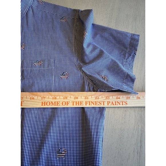 Men's Charleston Threads Short Sleeve Button Down Checks with Patriotic Crabs L - Picture 11 of 13
